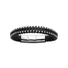 Bracelet Homme acier cuir tressé noir Maison de la Bijouterie 3ZYZYYYZ