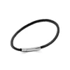 Bracelet Homme acier cuir tressé noir Maison de la Bijouterie 3ZY0UUZU