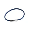 Bracelet Homme acier cuir tressé bleu Maison de la Bijouterie 3ZY0UWZU