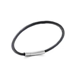 Bracelet Homme acier cuir tressé noir Maison de la Bijouterie 3ZY0U6ZU