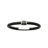 Bracelet Homme acier cuir tressé noir Maison de la Bijouterie 3ZYZ3ZYZ