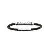 Bracelet Homme acier cuir tressé noir Maison de la Bijouterie 3ZYZ30YZ