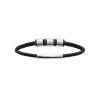 Bracelet Homme acier cuir tressé noir Maison de la Bijouterie 3ZYZY6YZ