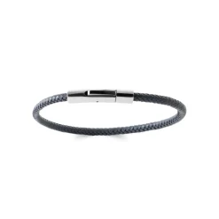 Bracelet Homme acier cuir tressé noir Maison de la Bijouterie 3ZY0U6ZU