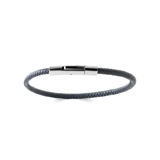 Bracelet Homme acier cuir tressé noir Maison de la Bijouterie 3ZY0U6ZU