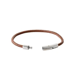 Bracelet Homme acier cuir tressée marron Maison de la Bijouterie 3ZY0UVZU