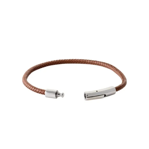 Bracelet Homme acier cuir tressée marron Maison de la Bijouterie 3ZY0UVZU