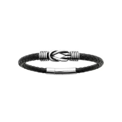 Bracelet Homme acier nœud cuir noir Maison de la Bijouterie 3ZYZY4YZ