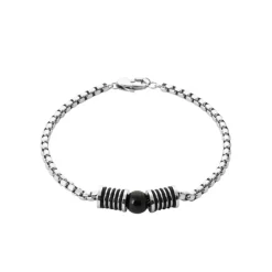 Bracelet Homme acier perle agate noire Maison de la Bijouterie 3ZYZ33YZ