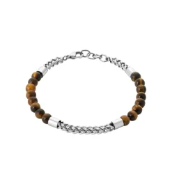 Bracelet Homme acier perles œil de tigre Maison de la Bijouterie 3ZYZYUYZ