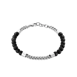 Bracelet Homme acier perles agate noire Maison de la Bijouterie 3ZYZ35YZ