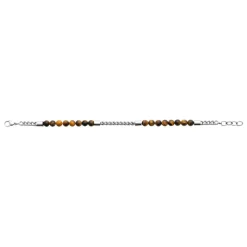 Bracelet Homme acier perles œil de tigre Maison de la Bijouterie 3ZYZYUYZ