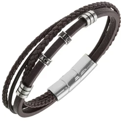 Bracelet Homme All Blacks Bijoux - 682408 Acier, Cuir Couleur Marron