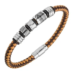 Bracelet Homme All Blacks Bijoux - 682387 Acier, Cuir Couleur Argent, Marron