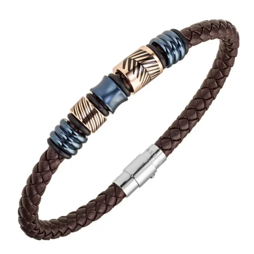 Bracelet Homme All Blacks Bijoux - 682385 Acier, Cuir Couleur Marron, multicolore
