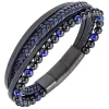 Bracelet Homme All Blacks Bijoux - 682360 Acier, Cuir Couleur Noir, Bleu