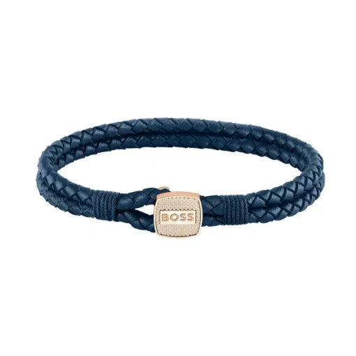 Bracelet Homme Boss Bijoux Seal - 1580668M Cuir, Acier Doré