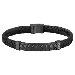 Bracelet Homme Boss Bijoux Tailored - 1580676M Acier, Cuir Noir