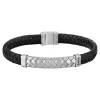 Bracelet Homme Boss Bijoux Tailored - 1580674M Acier, Cuir Noir, Argent