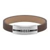 Bracelet Homme Boss Bijoux Luke - 1580496M Cuir, Acier Marron