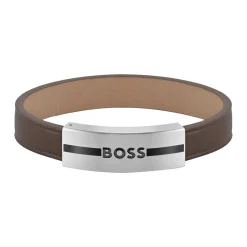 Bracelet Homme Boss Bijoux Luke - 1580496M Cuir, Acier Marron
