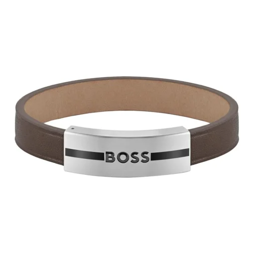 Bracelet Homme Boss Bijoux Luke - 1580496M Cuir, Acier Marron