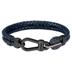 Bracelet Homme Boss Bijoux Ares Prime - 1580701M Acier, Cuir Bleu