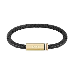 Bracelet Homme Boss Bijoux Ares Single - 1580624 Cuir, Acier Doré
