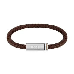 Bracelet Homme Boss Bijoux Ares Single - 1580623 Cuir, Acier Argent
