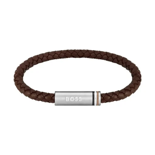 Bracelet Homme Boss Bijoux Ares Single - 1580623 Cuir, Acier Argent