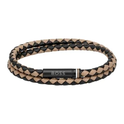 Bracelet Homme Boss Bijoux Ares 1580495 - Cuir, Acier Marron