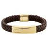 Bracelet Homme Boss Bijoux Lander - 1580746M Acier, Cuir Marron, Doré