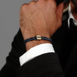 Bracelet Homme Boss Bijoux Seal - 1580668M Cuir, Acier Doré