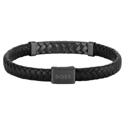 Bracelet Homme Boss Bijoux Tailored - 1580676M Acier, Cuir Noir