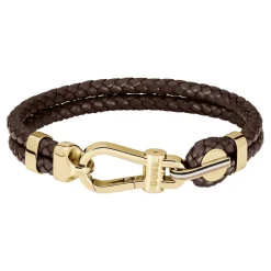 Bracelet Homme Boss Bijoux Ares Prime - 1580700M Acier, Cuir Marron