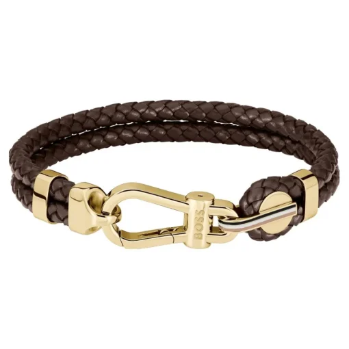 Bracelet Homme Boss Bijoux Ares Prime - 1580700M Acier, Cuir Marron