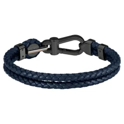 Bracelet Homme Boss Bijoux Ares Prime - 1580701M Acier, Cuir Bleu
