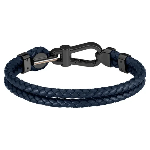Bracelet Homme Boss Bijoux Ares Prime - 1580701M Acier, Cuir Bleu