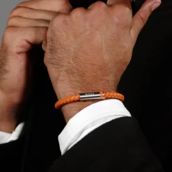 Bracelet Homme Boss Bijoux Ares Single - 1580625 Cuir, Acier Orange