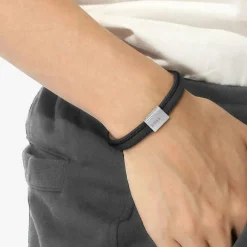 Bracelet Homme Boss Bijoux Grover 1580328S - Cuir, Acier Noir