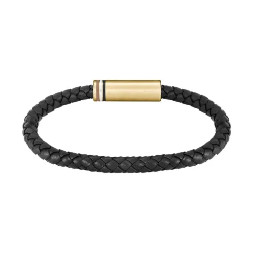 Bracelet Homme Boss Bijoux Ares Single - 1580624 Cuir, Acier Doré