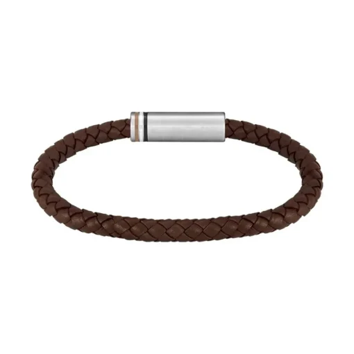 Bracelet Homme Boss Bijoux Ares Single - 1580623 Cuir, Acier Argent