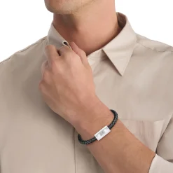 Bracelet Homme Calvin Klein Bijoux - 35000571 Cuir, Acier Noir