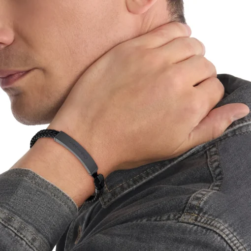 Bracelet Homme Calvin Klein Bijoux - 35000406 Cuir, Acier Noir