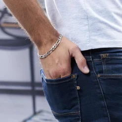 Bracelet Homme Chaine Figaro 1-3 6mm Argent Maison de la Bijouterie Z33Y00YZ