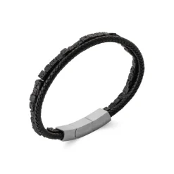 Bracelet Homme cuir pierre de lave fantaisie Maison de la Bijouterie 3ZY0U3YZ