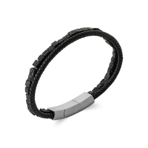 Bracelet Homme cuir pierre de lave fantaisie Maison de la Bijouterie 3ZY0U3YZ