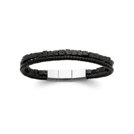 Bracelet Homme cuir pierre de lave fantaisie Maison de la Bijouterie 3ZY0U3YZ