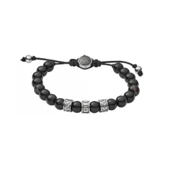 Bracelet Homme Diesel DX1101040 - Perles Noires et Acier