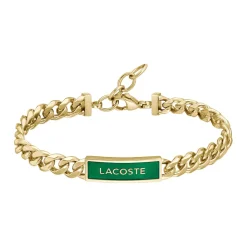 Bracelet Homme Lacoste Fence - 2040323 Acier Doré, Vert Ajustable Circonference Interieure 190 Mm